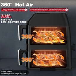 Seth Select Dubbele Airfryer 11 Liter – 2500W Heteluchtfriteuse met 2 Onafhankelijke Kookzones, 8 Automatische Programma's en 6-in-1 Functies – XL Airfryer — thumbnail 3