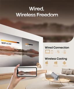 Thijox - Draagbare Mini-Beamer 4K/200 ANSI Projector met WiFi 6, Bluetooth 5.0, 130 Inch Scherm, Auto Keystone en Android 11.0 voor Thuisbioscoop, Fee — thumbnail 4