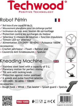 Keukenmachine - Multifunctionele Robot - Bakken en Koken - Krachtig Planetaire Systeem - 5 Liter Kom - Roestvrij Staal — thumbnail 4