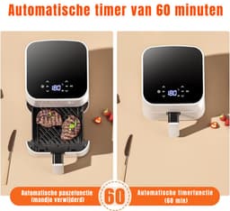 KIRA® Mini Airfryer - Airfryer Klein - Digitaal Display - Wit - 26 x 21cm x 28cm — thumbnail 3