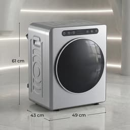 TEKROA® 5 kg geventileerde wasdroger - 1000 W compacte vrijstaande wasdroger met voorlader - roestvrijstalen trommel - timer - zilverkleurig — thumbnail 5