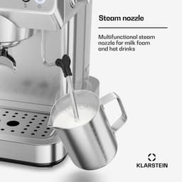 Klarstein, Libeica Evo, Espressomachine, 20 bar, 1360 W, melkopschuimer, waterreservoir van 1,3 liter, roestvrijstalen design — thumbnail 5