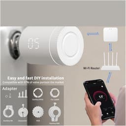 Thermostaatkraan - Slimme radiator - Energie besparen - App en spraakbediening - M30x1.5mm - Wit — thumbnail 4
