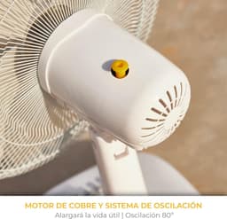 Tafelventilator - Grote ventilator - Ruimte Koelen - Koperen Motor - 40 cm Diameter - Wit — thumbnail 5
