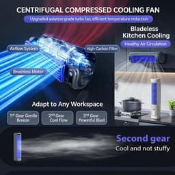 KZQ Draagbare Luchtkoeler Ventilator Stil 3 Snelheden Usb C Opladen Voor Slaapkamer En Kantoor Wit — thumbnail 5