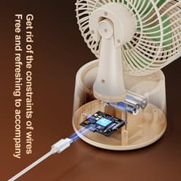 VHV - Ventilator - Tafelventilator - Bureauventilator - 199 Snelheden Draagbare Fan met Digitaal Display - Stille Tafelventilator met 90° Kanteling - Oplaadbare Ventilator voor Kantoor en Kamperen - Beige — thumbnail 2