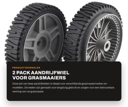 Dailygoods- Aandrijfwiel 2 Stuks - 8 Inch Wiel - 1.75 Inch Breedte - Tandwiel Montage - Compatibel met Husqvarna - Onderdeel # 193912X460 - Grasmaaierwiel — thumbnail 1