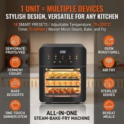 Luchtfriteuse Oven - Heteluchtfriteuse Stoomoven - Gezond Koken - 8-in-1 Functies - Grote Capaciteit - Meerkleurig — thumbnail 3