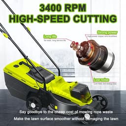 Elektrische Grasmaaier - Accu grasmaaier - Gazon Onderhoud - Borstelloze Motor - 45L Opvangbak - Zwart — thumbnail 5
