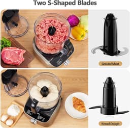 Multifunctionele Keukenmachine - Voedselverwerker Blender - Culinaire Bereidingen - 11-in-1 Accessoires - 25 Liter Kom - Zwart Grijs — thumbnail 4