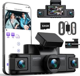 Dashcam voor auto - Zwart - 4-Kanaals 360 Graden - 2K en 1080P Camera's met Infrarood Nachtzicht - Inclusief 64GB Kaart en Hardwire Kit — thumbnail 1