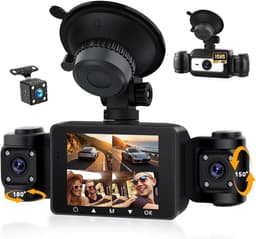 Dashcam voor auto - Zwart - 2,4 inch Display - 4 Camera's met 1080P en 480P Resolutie - 360° Panoramisch Beeld en Nachtzicht — thumbnail 1