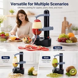 Appelschilmachine - Zwart - Elektrische Aardappelschiller met Verwisselbare Messen - Keukenhulp voor Thuisgebruik — thumbnail 4