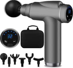Beenmassageapparaat - Grijs - Mini Massagepistool met 6 Massagekoppen en LCD-scherm - Draagbaar en Stil — thumbnail 1