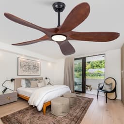 52 inch Plafondventilator - Met verlichting en afstandsbediening - 3 kleurtemperaturen en dimbaar - Zes snelheidsstanden - Stille werking - Vijf massief houten bladen — thumbnail 5