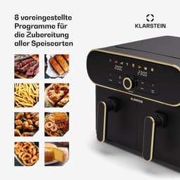 Heteluchtfriteuse - Airfryer Olievrij - Gezond Koken - Twee Compartimenten - 11 Liter - Zwart Goud — thumbnail 4