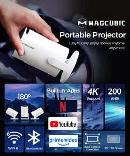Draagbare Projector - Compact - 4K Ondersteuning - 180° Draaibaar - Voor Thuisbioscoop en Buitengebruik — thumbnail 2