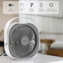 USB-ventilator, 220 mm tafelventilator, oplaadbare stille draagbare ventilator 360 ° verstelbaar 3 modi bureauventilator met handvat voor kantoorslaapkamerreizen — thumbnail 5