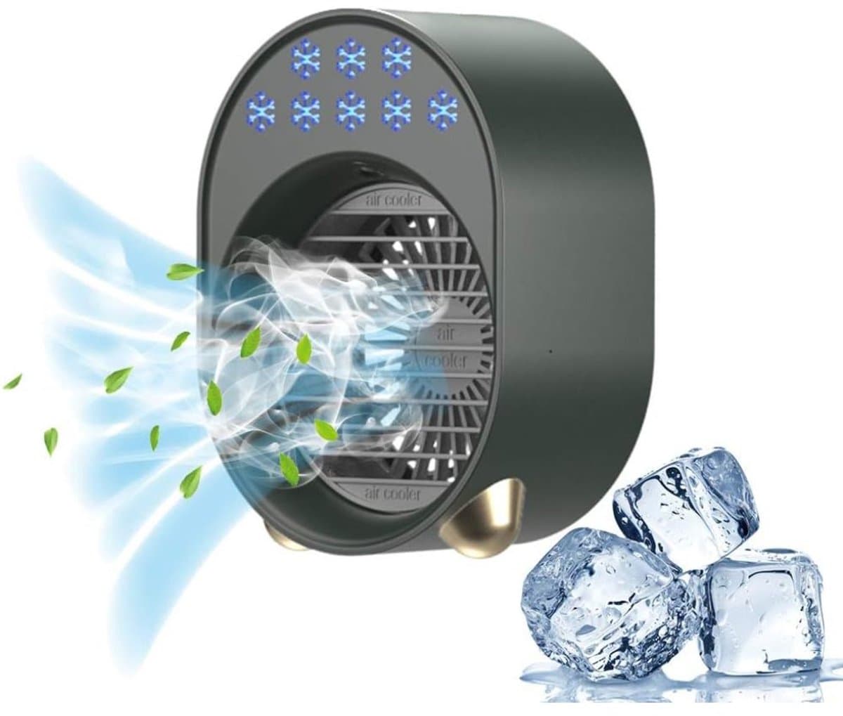 Oplaadbare USB-airco / Draagbare aircoventilator / Verdampingskoeler voor kantoor / Stille bureau-airco met verlichting in 7 kleuren & 3 snelheden / Luchtbevochtiger & vernevelaar voor thuis — afbeelding 1