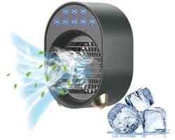 Oplaadbare USB-airco / Draagbare aircoventilator / Verdampingskoeler voor kantoor / Stille bureau-airco met verlichting in 7 kleuren & 3 snelheden / Luchtbevochtiger & vernevelaar voor thuis