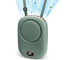 LISM - Draagbare nekventilator, handsfree, inclusief verstelbaar netsnoer en standaard, USB-oplaadbare, bladloze miniventilator, draagbaar, drie windsnelheden.