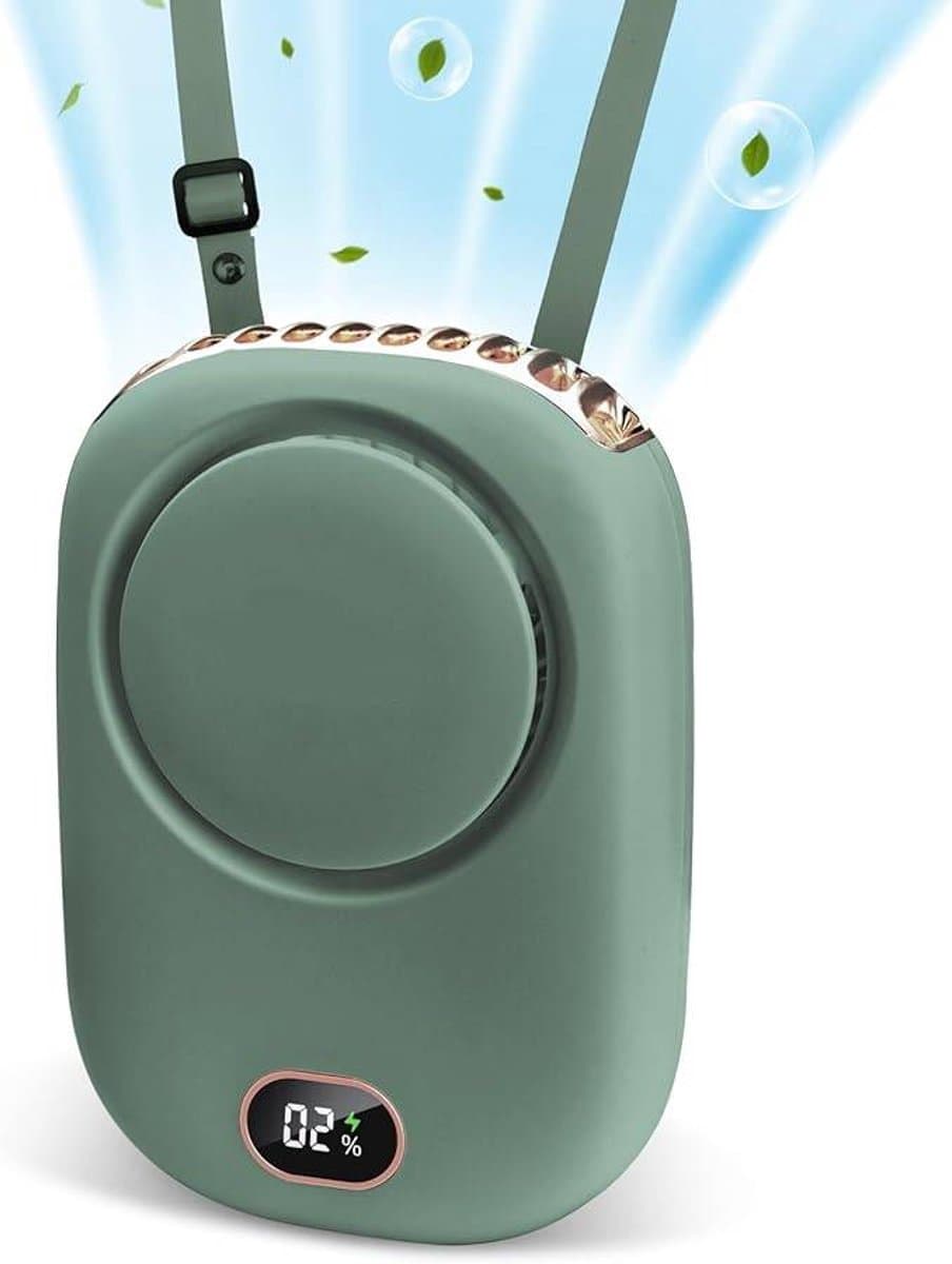 LISM - Draagbare nekventilator, handsfree, inclusief verstelbaar netsnoer en standaard, USB-oplaadbare, bladloze miniventilator, draagbaar, drie windsnelheden. — afbeelding 1