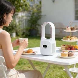 KZQ Bladloze Tafelventilator Met 120 Graden Zwenk, 3 Snelheden, Stille Luchtcirculator Voor Kantoor, Woonkamer, Slaapkamer, Reizen, Kamperen En Auto — thumbnail 4