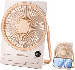 Solvix tafel ventilator geluidloos - Oplaadbare USB Ventilator - Blauw - Draaibare Houder - Stil en Energiezuinig - Voor Thuis, Camping en Reizen — thumbnail 4