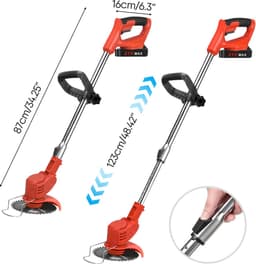 Accu-Grasmaaier – 1800W Borstelloze Motor, 1500 tpm, 15cm Snijbreedte, 2 Batterijen, Verstelbare Hoogte – Voor Thuis & Tuin — thumbnail 3
