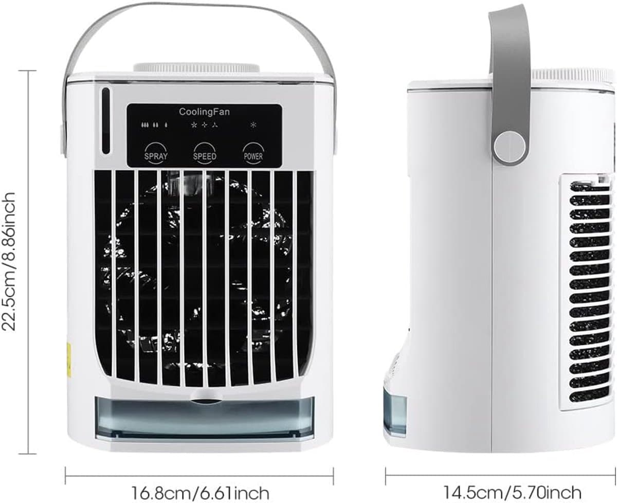Draagbare Airco - Mini Koeler Fan - Persoonlijke Verkoeling - Dubbele IJsmist Modi - 30H cm - Wit — afbeelding 1