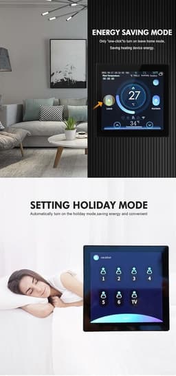 Slimme Thermostaat - Temperatuurregelaar - Verwarming Regelen - Kleurenscherm Interface - 86 x 86 mm - Zwart — thumbnail 3