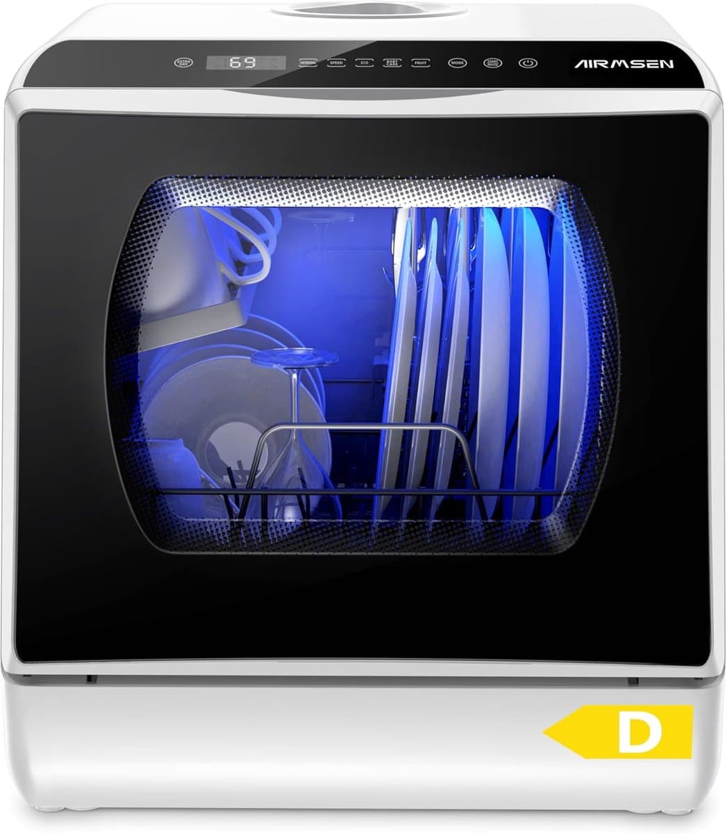 Tafelblad Vaatwasser - Compacte Afwasser - Gemakkelijk Afwassen - 6 Programma's Babyverzorging - 4-Persoons Capaciteit - Wit en Zwart — afbeelding 1