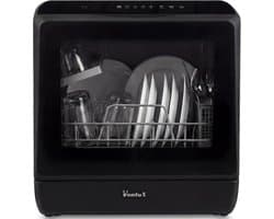 Compacte Vaatwasser - Mini Vaatwasser - Appartement Keuken - App Bediening - 42.5 cm Hoog - Zwart