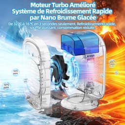 Mobiele Airco - Aircooler - Mobiele Airco Zonder Afvoer - Mini Ventilator - Energiezuinige Koeler met Drie Snelheden - 2 luchtbevochtingsstanden - Ventilator Oplaadbaar USB - Draagbare Mobiele Airco Cooler voor Slaapkamer, Keuken en Badkamer — thumbnail 2