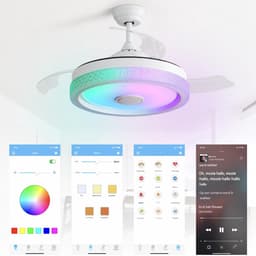 Plafondventilator 42 inch Wit - Met veelkleurig 32W LED licht (3 kleurtemperaturen + RGB) - 3 ABS bladen - Stille DC motor - Zomer/Winter functie - Timer - Afstandsbediening — thumbnail 4