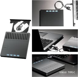 Externe Schijf Drives - Dvd Brander Lezer - Data Overzetten - 7 Poorten Hub - 14.2 cm - Zwart — thumbnail 4