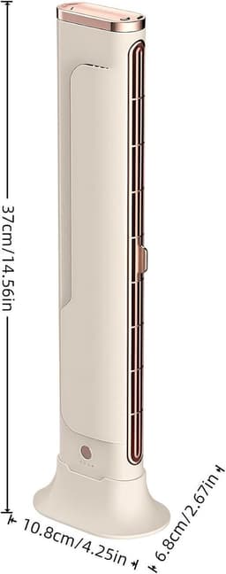Staande torenventilator USB oplaadbaar, multifunctionele bladloze bureauventilator voor scherm, muur en tafel, stille ventilator voor slaapkamer kantoor studentenkamer, verstelbare luchtuitlaat, grote luchtvolume, crème roségoud design — thumbnail 2