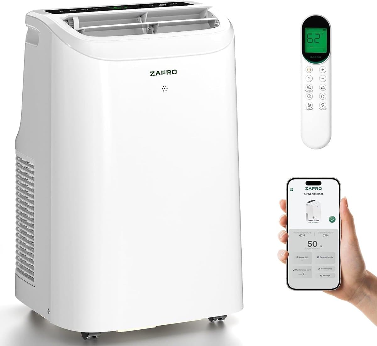 Mobiele Airco 10000 BTU – Smart Airconditioner – App Bediening – 47 dB – 24-uurs Timer – Wit — afbeelding 1
