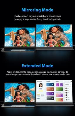 UPERFECT 2K 16'' draagbare monitor 2560*1600 QHD 120Hz extern scherm USB-C Mini HDMI 1200:1 voor laptop, pc, smartphone, Switch — thumbnail 2