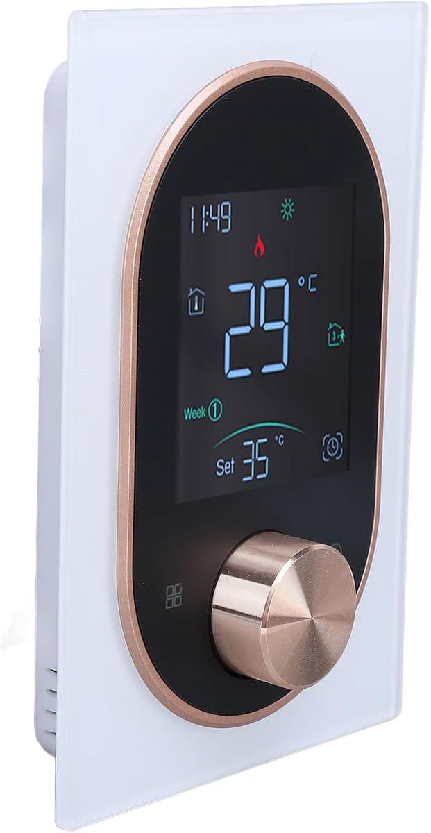 Slimme Thermostaat - Programmeerbaar Display - Comfort Regelen - App en Stembediening - 86x86mm Inbouw - Wit — afbeelding 1