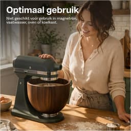 Houten Mengkom - Acacia Kom - Bakken Ingrediënten - RVS Bevestiging - 5 Quart - Natuurlijk Hout — thumbnail 3