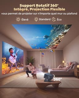 SnelShoppen - Beamer 4K Thuisbioscoop met Autofocus, 6D Trapeziumcorrectie, HDR10, WiFi, Bluetooth en Full HD 1080P voor Feest, Camping en Thuisgebrui — thumbnail 5
