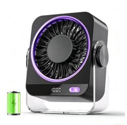 Bureauventilator, stille bureauventilator, USB oplaadbare 4000mAh batterij, 5 windsnelheden, mini ventilator — thumbnail 1