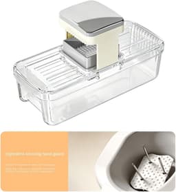 Voedselhakker met Bak - Keuken Snijder - Maaltijd Voorbereiding - Uniforme Blokjes - 30x15x10 cm - Transparant — thumbnail 5