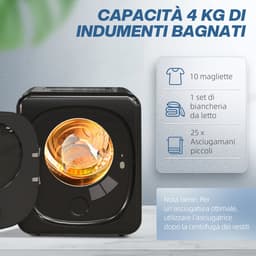 Sogiol® Compacte Wasdroger - Droger met Timer - maakt van roestvrij staal en ABS - 48x40x56 cm 4kg - Zwart — thumbnail 2