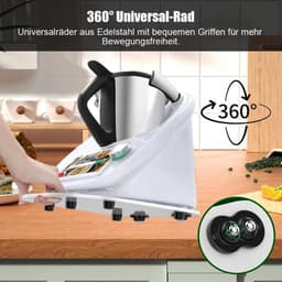 Hoogwaardige schuifmengplaat geschikt voor Thermomix TM6/TM5, snel bewegende rolmengplaat met wielen, helderwit. — thumbnail 2