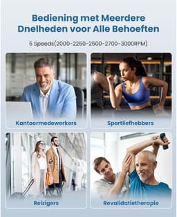 Massage Gun met Warmtetherapie – Draadloos – 5 Snelheden – Stil onder 55 dB – USB-C Oplaadbaar — thumbnail 4