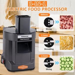 Elektrische Groentesnijder - Keukenmachine Snijder - Snel Groenten Snijden - 3-in-1 Multifunctioneel - 100 Watt - Grijs — thumbnail 5