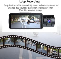 SnelShoppen - Car DVR Camera Voor- en Achter 1080P Nachtzicht, Triple Dashcam met 24U Parkeerstand, G-Sensor Bewegingsdetectie, Breedhoek Autorij Reco — thumbnail 4