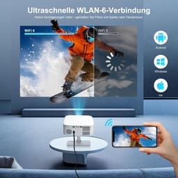 SnelShoppen - 4K Projector | Native 1080P | Smart Projector met Android 14 | WiFi6 & Bluetooth 5.4 | Portable met Elektronische Focus & Automatische C — thumbnail 3